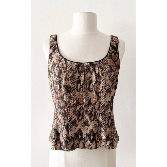 Cache Tops - Vintage 90s Cache Snake Print Sleeveless Tank Top Size Large (L)